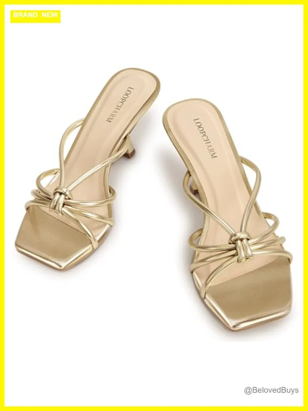 Women's Strappy Kitten Heel Square Open Toe Mule Sandals Faux Leather Slip On